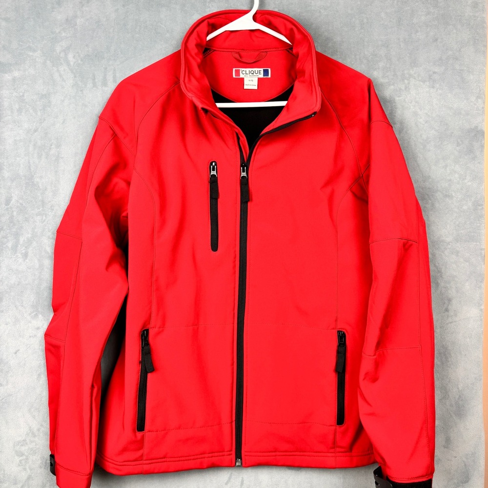 Clique Mens Red Softshell Fleece Lined Full Zip Jacket LQ000014 Size Large